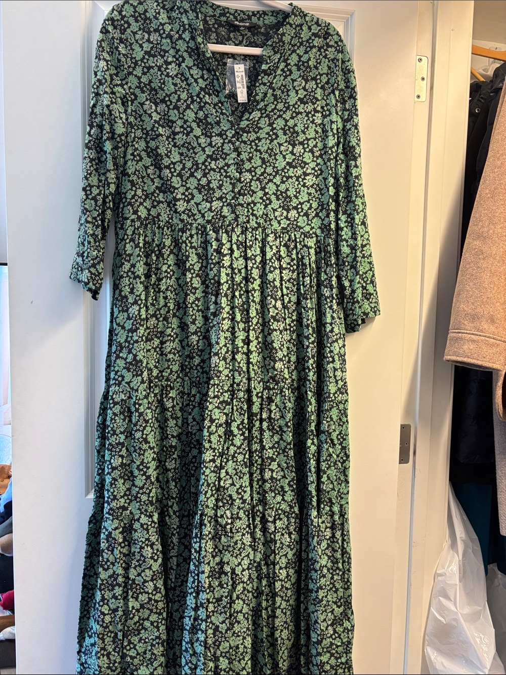 NWT Green Floral Tiered Maxi Dress